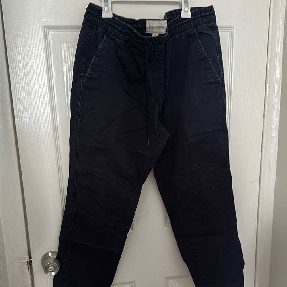 Sun + Stone Navy Cargo Pants Tailored High-Waisted
